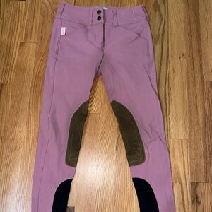 Tailored Sportsman Girls Sock Bottom Trophy Hunter Breeches Rosa/Tan Pink 12R